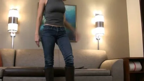 TiedinHeels Cali Logan Jeans Gloves Brown Knee Boots HH HD mp4
