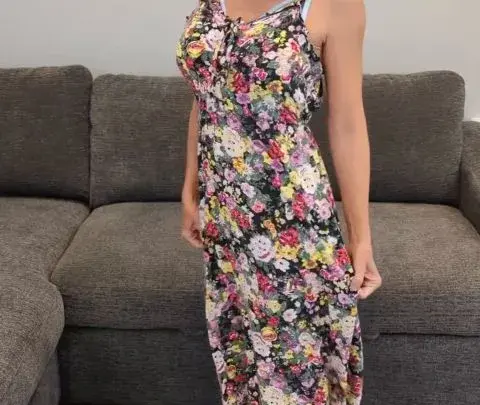 Milf Stella OF 2024 07 25 Black Floral Dress With Sandals