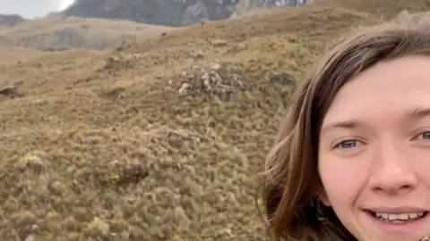 Slim brunette MILF selfie hiking mountain trail