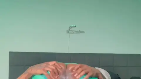 Black blonde thick girl in doggy style with green LED lights POV