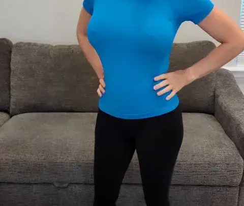 Milf Stella OF 2025 05 25 Blue Compression Shirt with Black Yoga Pants