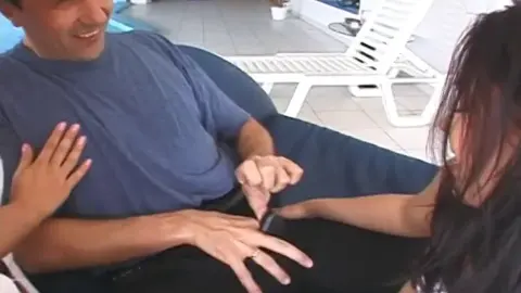 18 and Nasty 30 – 18yo Brunette Fucked Poolside and on Patio