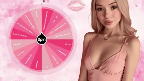 Blonde in pink dress leaves lipstick marks on camera
