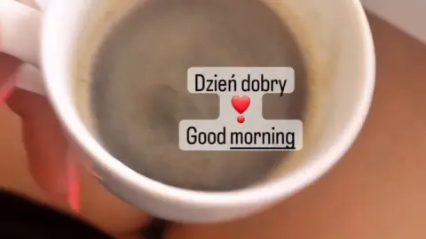 Slim girl sipping coffee by window, natural light close-up shots