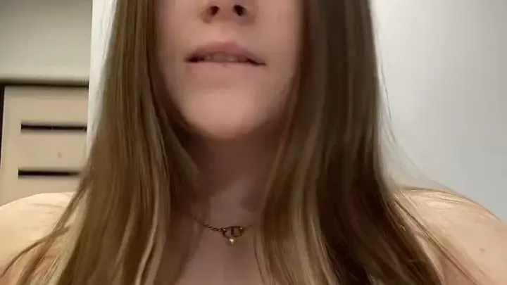 Blonde TikTok girl jerking off with big fake tits in natural light
