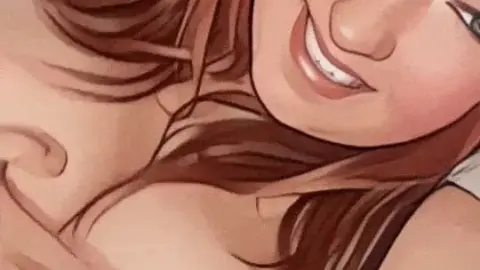 Брюнетка с большой грудью трогает себя