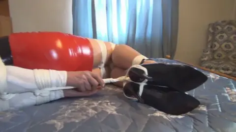 TranniesInTrouble san white blouse redpvc skirt lrg