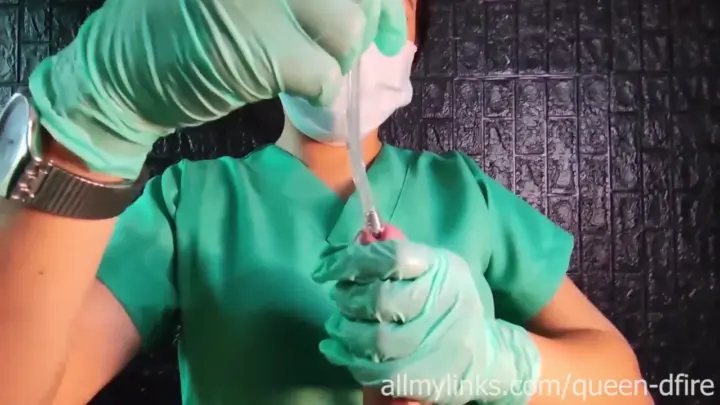 dominafire Edging And Sounding By Sadistic Nurse With Latex Gloves Dominafire